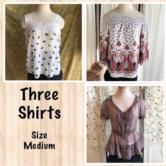 Three Shirts Size M Blouses - Picture 1 of 15